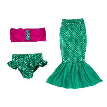 Sirēna Peldkostīmu peldkostīms Bikini, Peldēšana maz princese ariel kleita cosplay kostīms bērniem par meiteni iedomātā zaļā kleita