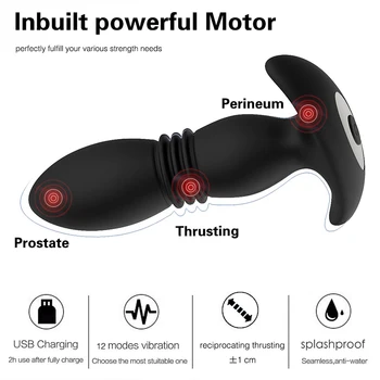 Teleskopiskie Butt Plug Dildo ar Bezvadu Tālvadības Prostatas Massager Seksa Rotaļlietas Vīriešiem, kas Vibrē Erotiska Anālais Plug Vibrators