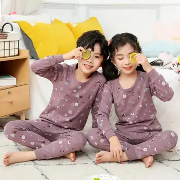 Bērniem Pijamas Zēni Meitenes Apģērbu Komplekts Pavasara AutumnPure kokvilnas Long Piedurknēm Karikatūra Sleepwear Bērnu Homewear Set 3-10Y