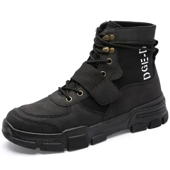 Ziemas Zābaki, Vīriešu Dizainers Black Britu Stila Tendences Militāro Potītes Boot Mens 2019 Modes Ikdienas Apavi