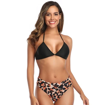 Sieviešu Seksīgi Peldkostīmi Bikini Komplekts Leopards Trīs-Gabalu Sadalīt Peldkostīms Polsterēta Wirefree Strappy Uz Augšu, Beachwear Mikro Peldkostīmu