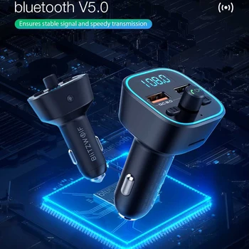 Blitzwolf BW-BC1 Automašīnas bluetooth 5.0 FM Raidītājs 18W QC 3.0 USB Automašīnas Lādētājs RGB Ciparu Displejs bluetooth Audio Adapteri Mūzika