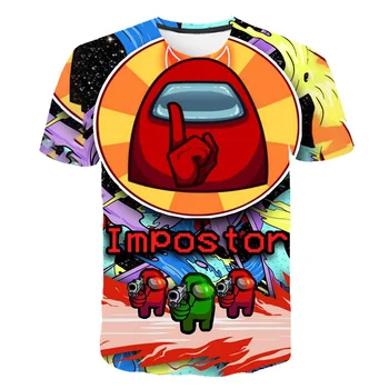 Video Spēles Starp Mums T-Krekls Bērniem Toddler Streetwear 3D Multenes, Anime T krekls Impostor Zēnu Drēbes 4-14Y Vasaras Top Tee