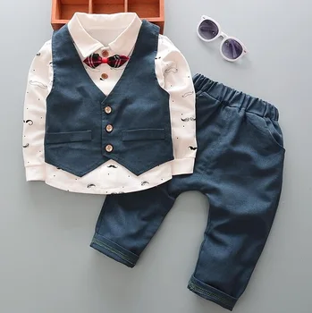 Pavasara Rudens Bērnu Apģērbu Uzstādīt Jaunu Modes Baby Zēnu Krekls+bikses 2gab Drēbes Bērniem Zēnu Apģērbs, Tērps