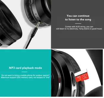 Jaunu Portatīvo Bezvadu Bluetooth Austiņas HiFi Stereo Bass Mūzikas Austiņas Atbalsta TF/Micro SD Kartes Regulējams Austiņas Ar Mic