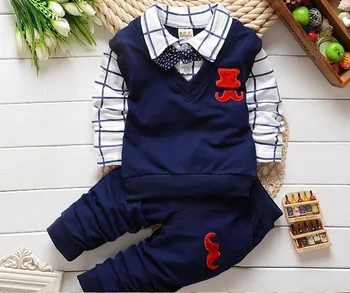 Zēnu pavasara rudens uzstādīt bērnu skriešanas topi + bikses apģērbs, zīdaiņu bebes sporta apģērbu komplekts jaundzimušajiem bērniem tracksuit