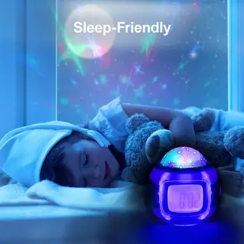 Bērniem Bērnu Istabas Sky Star Nakts Gaisma LED Projekcijas Lampas Guļamistabas Mūzikas Digitālais Modinātājs ar Kalendārā Temperatūra, Taimeris, Pulksteņi