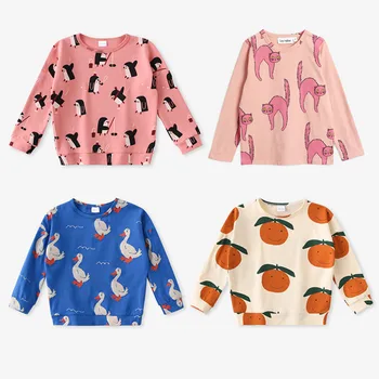 Bērni bērnu Džemperis Zēniem, Meitenēm Modes Drukāt sporta Krekli Baby Bērnu Kokvilnas Outwear Drēbes Bērniem ar garām Piedurknēm Tshirts 1-8Y