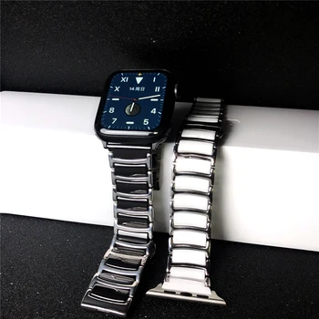 Apple skatīties 5 band 44mm 40mm keramikas, Nerūsējošā Tērauda Rokassprādze luxury siksnu iwatch 4 correa smart pulksteņi datumi vīrieši sievietes