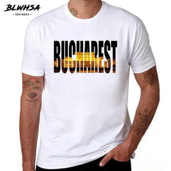 BLWHSA Bukareste Pilsētas Drukāšanas Vīriešu T krekls Vasaras Fasion Īsām Piedurknēm Kokvilnas Zīmolu T-krekli Rumānijas Pilsētā Bukarestē Vīriešu T