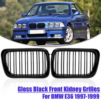 Pāra Priekšā Nieres Restes Restes Glossy Black Dual Līstīšu BMW E36 1997 1998 1999 Auto Sacīkšu Grili