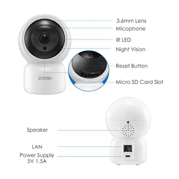 ZOSI HD 1080P WIFI IP Kamera 2MP, Baby Uzraudzīt, Auto Izsekošana Home Security WI-FI, Cam PTZ divvirzienu Audio Uzraudzības CCTV Kameras