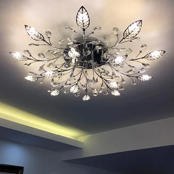 Eiropas stila apaļo kristāla lampas dzīvojamā istabā lukturi, mūsdienu minimālisma zelta un sudraba led restorāns griestu gaismas AC85-265V