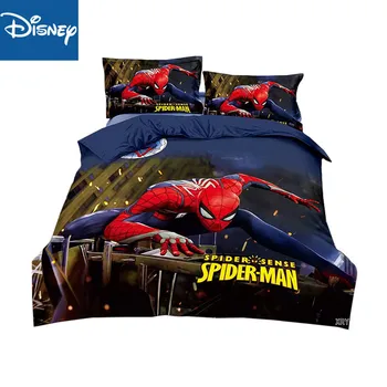 Disney lētāk gultas komplekts bērnu gultas dekori dvīņu izmēra sega sedz gulta 120x200cm vienu plakanu lapu 3pcs zirnekļa cilvēks karikatūra