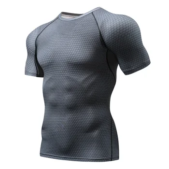 Sporta jaunu kompresijas T-krekls topi vīriešu apģērbu ātri žāvēšanas elpojošs Slim kultūrisms treniņa muskuļu T-krekls, sporta