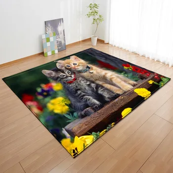 Nordic Style Gudrs Kaķis Drukāšana 3D Paklāju, Mīksto Flaneļa Istabu paklājos Kids Guļamistaba Dekors Paklājs Play Mat Paklāji, lai Dzīvojamā Istaba