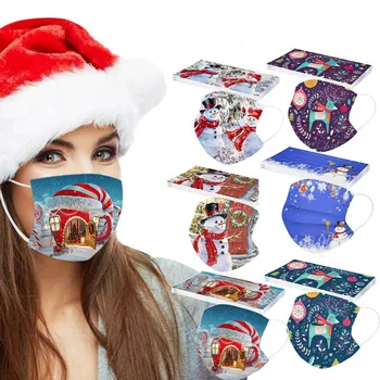Putekļu necaurlaidīgs Pieaugušo Ziemassvētku Vienreizējās lietošanas маска для лица с принтом Maska Masque Augstas Kvalitātes Elpojošs Aizsardzības Maskas Mascarilla