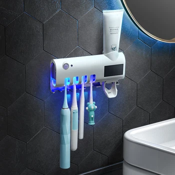 Vannas istaba UV Sterilizer zobu Suka zobu Suku Turētājs Glabāšanas Kaste USB Uzlādes Automātiska Zobu pastai, kas Squeezers Mājas Tīrīšanas Rīks