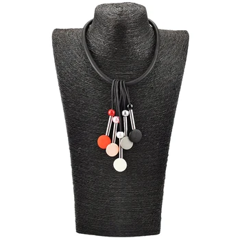 UKEBAY Jaunu sānslīdi kaklasaite Kaklarotas Sieviešu Kaklarota Multicolor Koka Pērļu Rotaslietas Īss Džemperis Ķēdes, Etniskā Kaklarotas Kāzu Dāvanas