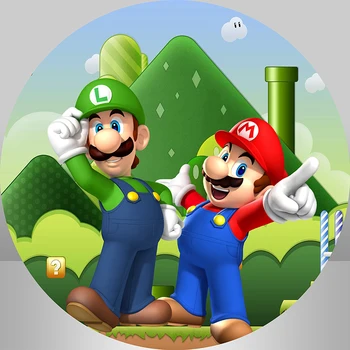 InMemory Super Mario Tēmu Dzimšanas dienas svinības Fotogrāfijas backdrops Elastīgs Apaļais Paneļa Fona Foto Studija Photozone Photocall