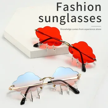 Modes Zibens Mākonis, bez apmales Saulesbrilles Sieviešu Retro Steampunk dāmas Saulesbrilles 2020. Gadam Bezrāmju Sieviešu Saulesbrilles UV400 Oculo