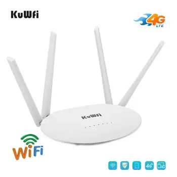 KuWfi 4G LTE Router 150Mbps CAT4 Bezvadu CPE Maršrutētāji Atslēgts Wifi Router 4G LTE FDD/TDD RJ45Ports&Sim Kartes Slots līdz 32users