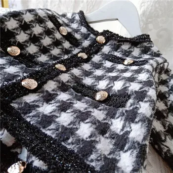 VFOCHI Pavisam Jaunu Meiteņu Apģērbu Komplekti Houndstooth Rudens Jaka + Bikses Komplekts Bērniem Puses Drēbes 2gab Oficiālu Meiteņu Drēbes, Uzstādīt