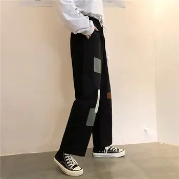 Raibs Augsto Vidukli, Taisniem Baggy Bikses Sievietēm Elastīgs Treniņbikses Harajuku Vintage Streetwear Punk Kravas Bikses Sieviešu Bikses