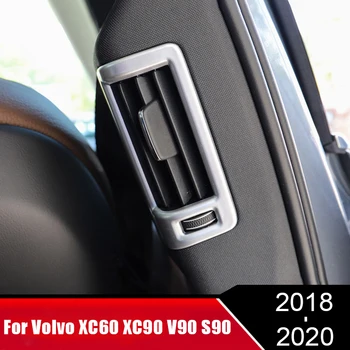 Volvo XC60 XC90 V90 S90 Chrome Auto Stils B Pīlāra Aizmugurējā Gaisa Kondicionēšanas Kontaktligzdas Rāmītis Apdare, Uzlīmes, Melns aksesuāri