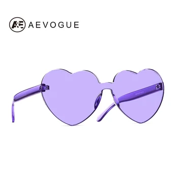 AEVOGUE Saulesbrilles Sieviešu 2019 Jaunu Modes Pārredzamu Konfektes Krāsu Sirds Zīmola Dizainere bez apmales Mīlestība oculos de sol AE0618