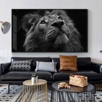 Mūsdienu dzīvnieku black un white lion dzīvojamā istaba guļamistaba dekorēšana krāsošana sienas, attēlus dzīvojamā istaba audekla apgleznošana