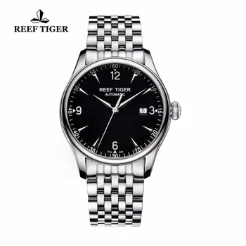 Reef Tiger/RT Klasiskās Vīriešu Pulksteņi Gadījuma Automātiskais pulkstenis ar Datumu, Nerūsējošā Tērauda Pulksteņi Bezmaksas Piegāde RGA823