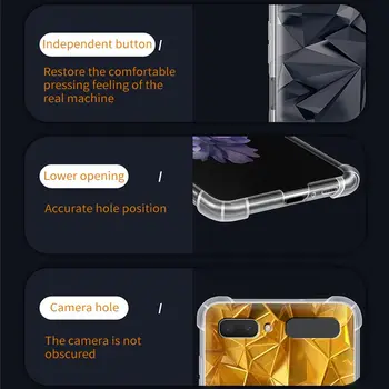 Drošības spilvens Telefonu Gadījumā Samsung Galaxy Z Flip Mīksto Segumu ZFlip 5G Triecienizturīgs Pārredzamu Fundas Crystal Diamond Coque Capa Sac
