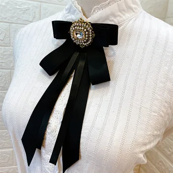 Korejas Britu Lentes Kristāla Bowtie Broša Sievietēm un Vīriešiem Auduma tauriņu Žetons Krekls Atloks Pin Modes Apģērbu Aksesuāri