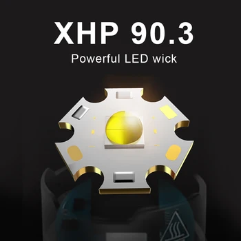 XHP90.3 High Power LED lukturi USB Lādējamu 18650 26650 Taktiskais Lukturītis Lāpu Gaismas XHP90 XHP70 XHP50 Spožas Laternas