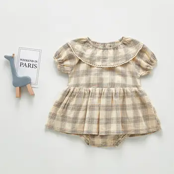 Baby Romper Jaundzimušo Ziedu Kleitu Bērnu Meiteņu Drēbes Ruffles Bērnu Jumpsuit Īsām Piedurknēm Zīdaiņu Toddler Playsuit Pleds Kopumā
