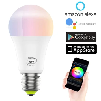 1/2/3/4/5/8pcs E27 WiFi Smart Spuldzes Aptumšojami Multicolor Modināšanas RGBW Gaismas CW LED Lampa Strādā Ar Alexa, Google Home