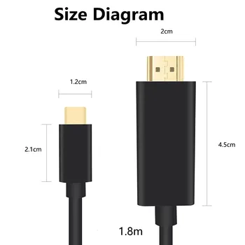 USB 3.1 c Tipa HDMI Video 1.8 M Kabeli 4Kx2K USB C USB 3.1 HDMI Atbalsta 4K 1.8 Metri USB 3.1 hdmi