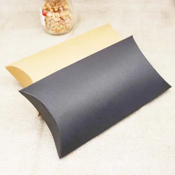ZerongE rotaslietas papīrs, konfekšu kārbas spilvena formas produktu dāvanu kastīte melna/kraft kartona rotaslietas, iepakojuma un reklāmas 18*95*30mm 100pc