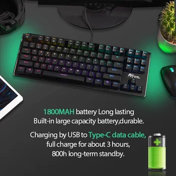 RK ROYAL KLUDGE G87 Mechanical Gaming Keyboard RGB Backlit Bezvadu tehnoloģiju Bluetooth/USB 87 Taustiņi Brūns/Sarkans Ass Grāmatiņa