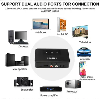 NFC, Bluetooth Uztvērēju, Raidītāju un 3,5 mm AUX Audio, Bezvadu Adapteri, Touch Screen Bluetooth 5.0 Adapteris Brīvroku Zvanu TV Auto