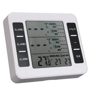 Digitālā Elektroniskā Bezvadu Iekštelpu/Āra Termometrs ar 2 Sensoriem, Modinātājs, Laika Stacijas 3Kinds Temperatūras Monitoru