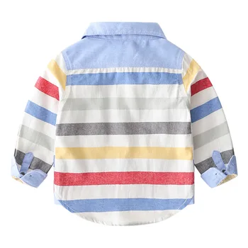 Kontrastējošas Krāsas garām Piedurknēm Krekls Ir 2021. Rudens Zēna Bērnu Apģērbu Modes Bērnu Atloks Uzliku Regulāri