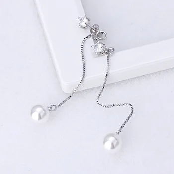 Vairumtirdzniecības 925 sterling sudraba modes kristāla pērle dāmas ilgi pušķi auskariem rotaslietas Ziemassvētku dāvanu sievietēm
