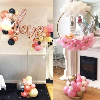 Apaļā Hops Balonu Vainags Rāmi Stāvēt Sirds Mīlestību Ballons Turētājs Baloon Dzimšanas Dienas Svinības Baby Dušas Weddding Fona Apdare