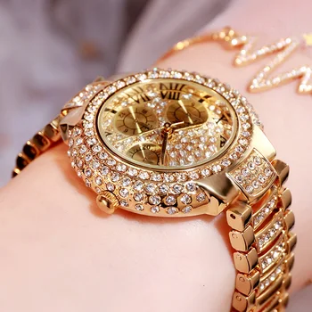 Zelta Sieviešu Pulksteņi Luksusa Rhinestone Biznesa Gadījuma Dāma Kvarca rokas Pulkstenis Top Zīmolu Modes Retro Kleitu Skatīties uz Sieviešu