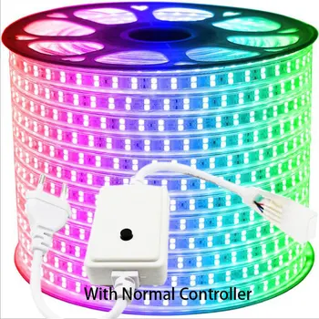 1-12M Dubultā Rinda RGB LED Lentes 96LEDs/M 5050 220V Krāsu Maiņa Gaismas Lentes IP67 Ūdensdrošs LED Rope Light +IS, Bluetooth Kontrole