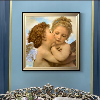 Slavenā Glezna Plakāti un Izdrukas Sienas Mākslas Audekls Gleznošanai William Ādolfa Bouguereau Pirmais Skūpsts Bildes Dzīvojamā Istaba Dekori