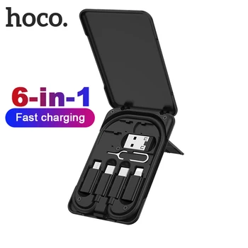HOCO 6-in-1 Micro USB Kabelis priekš iPhone 12 11 Pro Max Xs Max Xr 8 7 Tipa-C Zibens Ātrās Uzlādes Veidu-C Tips-C usb Kabelis